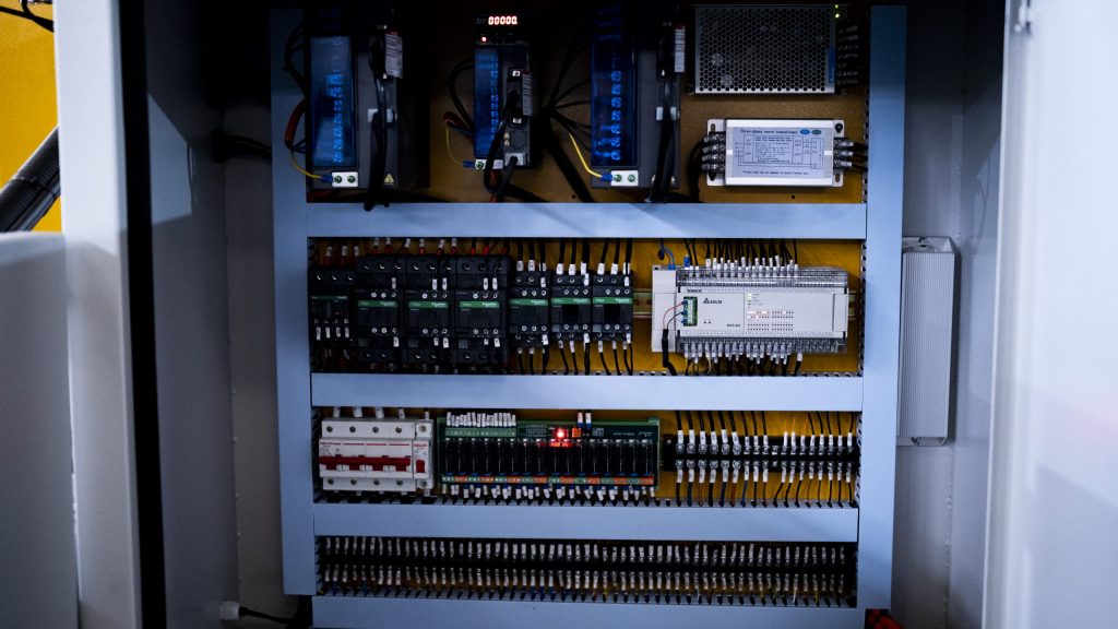 Professional electrical cabinet with Delta PLC and Schneider circuit breakers in EP Series beam saw UK