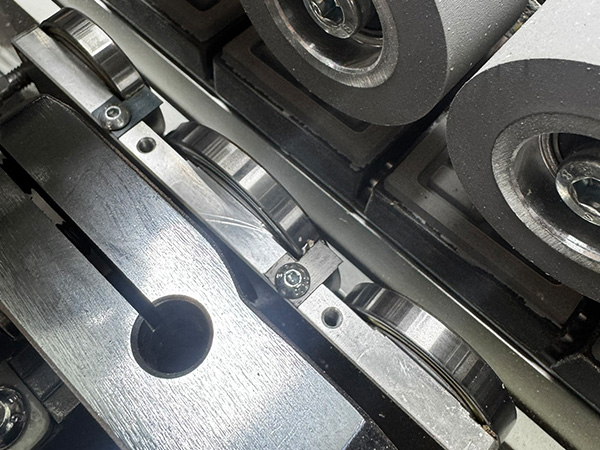 PowlTech PE3 pressure rollers with rubber inserts for hinge hole protection on pre-drilled UK kitchen panels